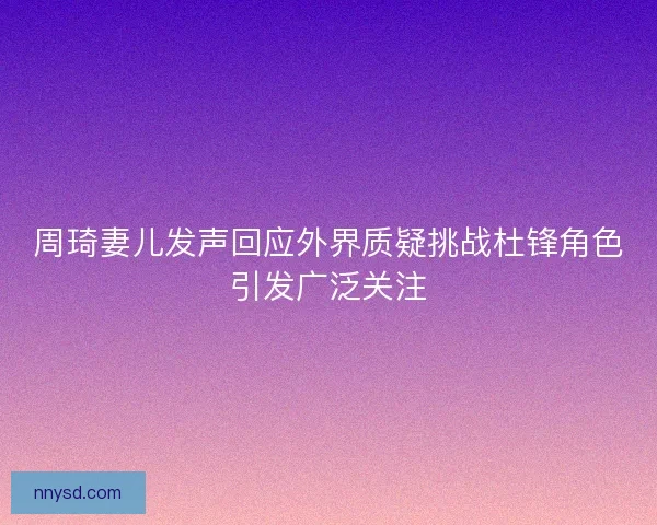 周琦妻儿发声回应外界质疑挑战杜锋角色引发广泛关注