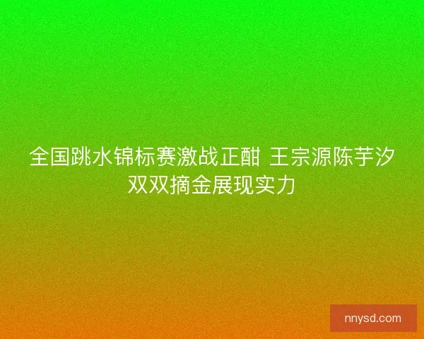 全国跳水锦标赛激战正酣 王宗源陈芋汐双双摘金展现实力