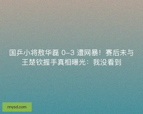 国乒小将敖华磊 0-3 遭网暴！赛后未与王楚钦握手真相曝光：我没看到