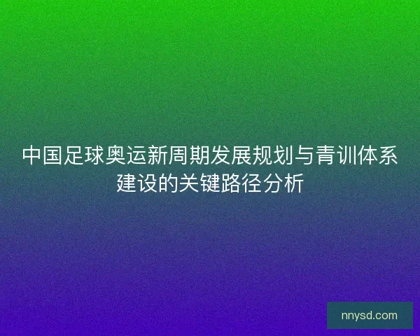 中国足球奥运新周期发展规划与青训体系建设的关键路径分析