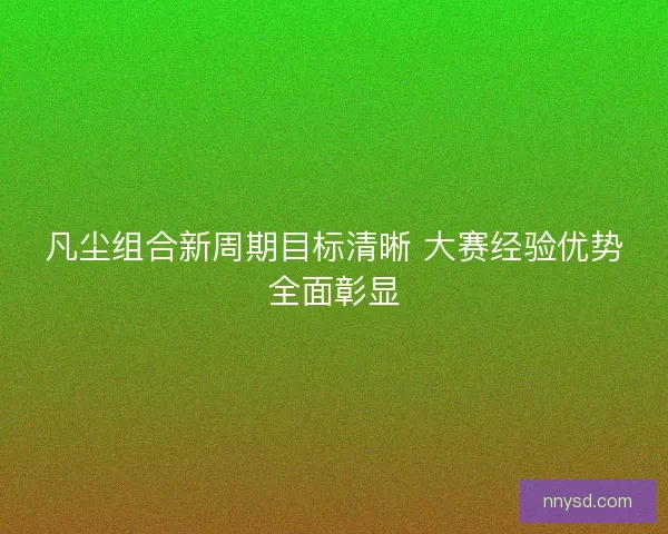 凡尘组合新周期目标清晰 大赛经验优势全面彰显